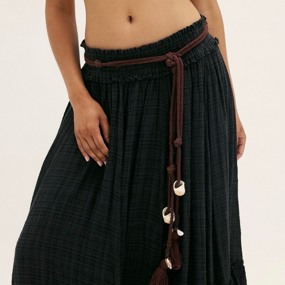 Free People Shell Tassel Tie Belt Burgundy Boho Coastal Cowgirl